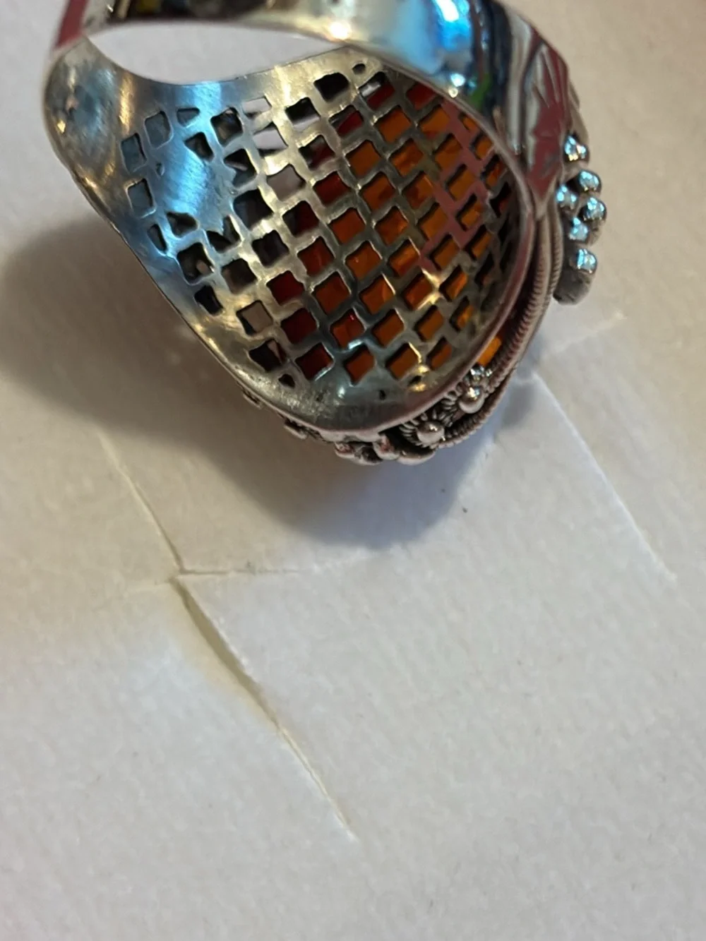 Sterling Silver Amber man’s Ring size 12- Warm Honey Orange